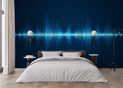 Sound wave background. Wave of musical soundtrack Wall mural