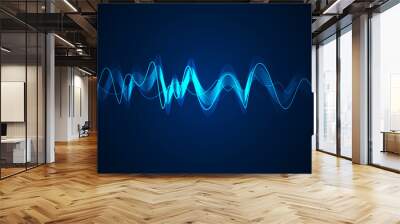 Sound wave background. Wave of musical soundtrack Wall mural