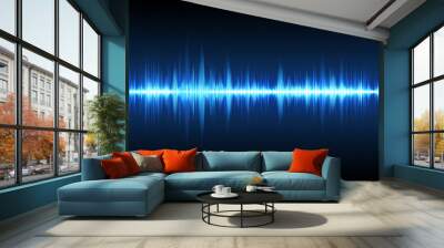 Sound waves oscillating glow light, Abstract technology background Wall mural