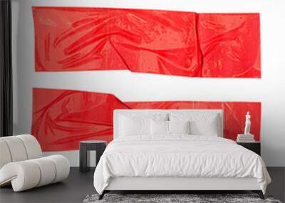 Wrinkled or crumpled red adhesive vinyl tape isolated on white background Wall mural