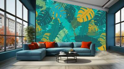 tropical summer leaves pattern seamless background Wall mural