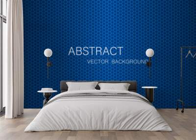 Abstract blue steel mesh background with free space for design. Modern technology innovation concept background. Perforated dark blue metal sheet for background image.
 Wall mural