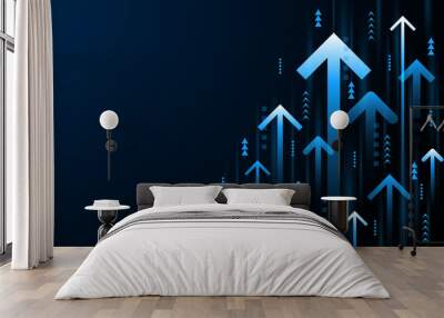 Abstract up arrow on dark blue background. Business growth or investment ideas. blue arrow technology background
 Wall mural