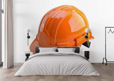 A bright orange hard hat designed for construction and safety, symbolizing protection and compliance on job sites. Wall mural