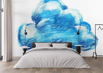 A colorful illustration of a fluffy cloud, perfect for evoking a serene and dreamy atmosphere in your projects. Wall mural