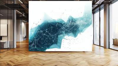 Abstract digital wave with glowing dots and lines, representing technology, innovation, and connectivity in a modern design. Wall mural