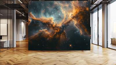 Vast expanse of space with distant galaxies and stars. Wall mural