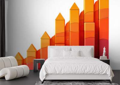 Vibrant 3D graph showing upward trend with colorful bars, symbolizing growth and progress in business or data analysis. Wall mural