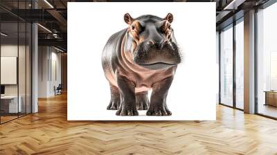 Adorable Close Up Portrait of a Curious Young Hippopotamus Standing in Natural Habitat Wall mural