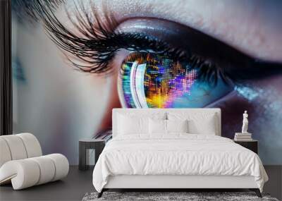 Close up Digital Eye Reflection with Colorful Aesthetics Wall mural