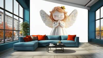 Delicate Christmas Angel Figurine in Praying Pose with Wings Wall mural