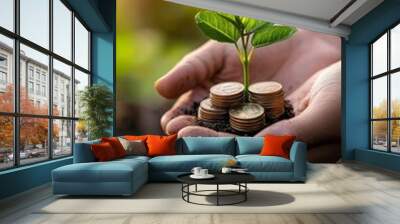 Money Growing Green   Investing in Sustainable Future Wall mural