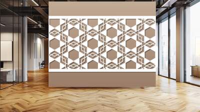 Decorative card for cutting. Arabic geometric mosaic pattern. Laser cut. Ratio 1:2. Vector illustration. Wall mural