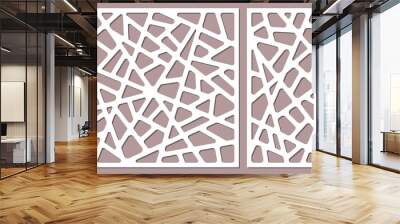 Set decorative card for cutting. Abstract lines pattern. Laser cut. Ratio 1:1, 1:2. Vector illustration. Wall mural