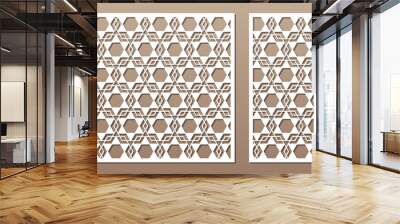 Set decorative card for cutting. Arabic geometric mosaic pattern. Laser cut. Ratio 1:1, 1:2. Vector illustration. Wall mural