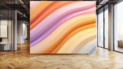 Muted rainbow stripes bending and warping fluidly, rainbow stripes, retro gradient Wall mural