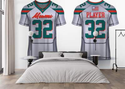 American Football jersey,t-shirt sport design template.uniform front and back view.	 Wall mural