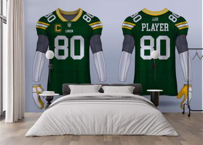 American Football jersey,t-shirt sport design template.uniform front and back view. Wall mural