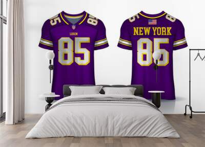 American Football jersey,t-shirt sport design template.uniform front and back view. Wall mural