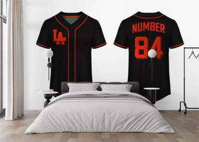 Baseball t-shirt design template, Sport jersey mockup. uniform front and back view. Wall mural