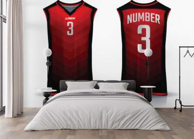 Basketball tank top design template, Sport jersey mockup. uniform front , side and back view.	 Wall mural