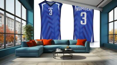 Basketball tank top design template, Sport jersey mockup. uniform front , side and back view.	 Wall mural