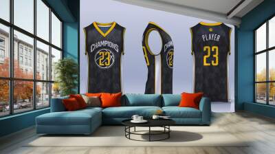 Basketball tank top design template, Sport jersey mockup. uniform front , side and back view. Wall mural