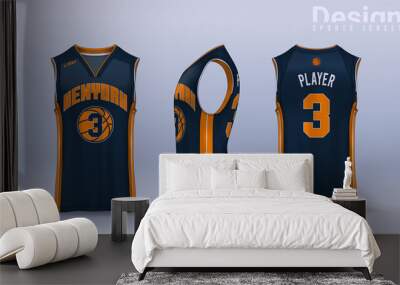 Basketball tank top design template, Sport jersey mockup. uniform front and back view. Wall mural