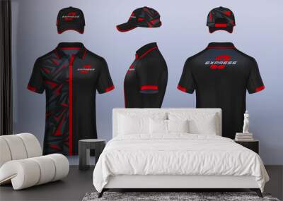 Corporate Work Shirts,t-shirt and cap templates design. uniform for company. Wall mural