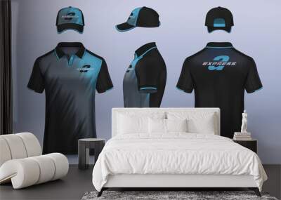 Corporate Work Shirts,t-shirt and cap templates design. uniform for company. Wall mural