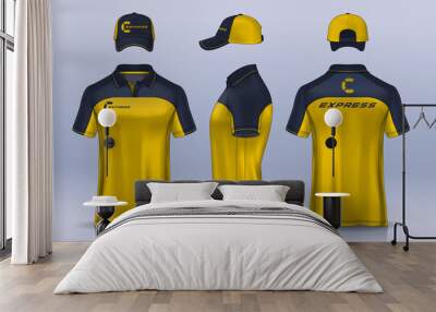 Corporate Work Shirts,t-shirt and cap templates design. uniform for company. Wall mural