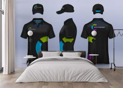 Corporate Work Shirts,t-shirt and cap templates design. uniform for company. Wall mural