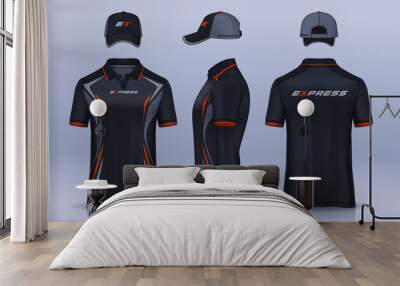 Corporate Work Shirts,t-shirt and cap templates design. uniform for company.	 Wall mural