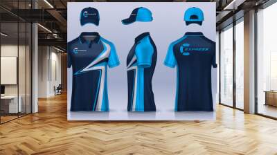 Corporate Work Shirts,t-shirt and cap templates design. uniform for company. Wall mural