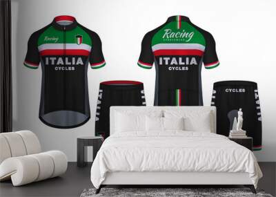 Cycling Jerseys mockup,t-shirt sport design template,uniform for bicycle apparel.
 Wall mural