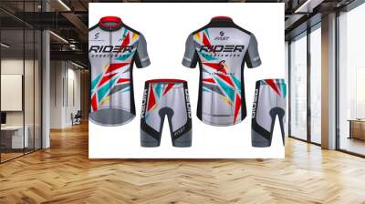 Cycling Jerseys mockup,t-shirt sport design template,uniform for bicycle apparel. Wall mural