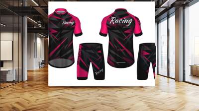 Cycling Jerseys mockup,t-shirt sport design template,uniform for bicycle apparel. Wall mural