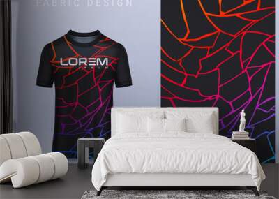 Fabric textile design for Sport t-shirt, Soccer jersey mockup for football club. uniform front view. Wall mural