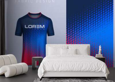 Fabric textile design for Sport t-shirt, Soccer jersey mockup for football club. uniform front view. Wall mural