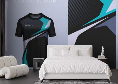 Fabric textile design for Sport t-shirt, Soccer jersey mockup for football club. uniform front view.	 Wall mural