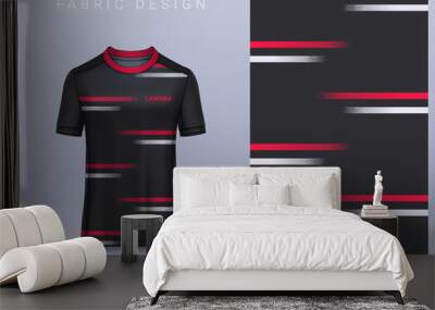 Fabric textile design for Sport t-shirt, Soccer jersey mockup for football club. uniform front view. Wall mural