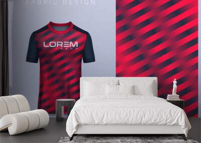 Fabric textile design for Sport t-shirt, Soccer jersey mockup for football club. uniform front view. Wall mural