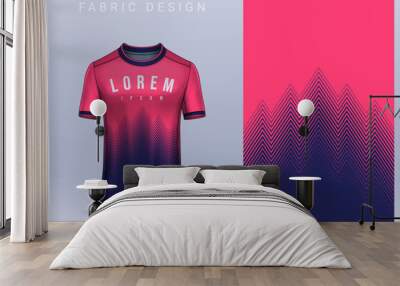 Fabric textile design for Sport t-shirt, Soccer jersey mockup for football club. uniform front view.	 Wall mural