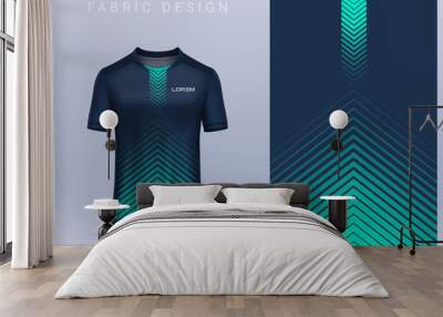 Fabric textile design for Sport t-shirt, Soccer jersey mockup for football club. uniform front view. Wall mural