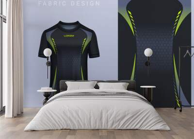 Fabric textile design for Sport t-shirt, Soccer jersey mockup for football club. uniform front view.	 Wall mural