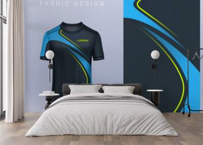 Fabric textile design for Sport t-shirt, Soccer jersey mockup for football club. uniform front view. Wall mural