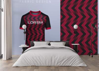 Fabric textile design for Sport t-shirt, Soccer jersey mockup for football club. uniform front view. Wall mural