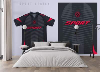 Fabric textile design for Sport t-shirt, Soccer jersey mockup for football club. uniform front view.	 Wall mural