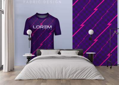 Fabric textile design for Sport t-shirt, Soccer jersey mockup for football club. uniform front view. Wall mural