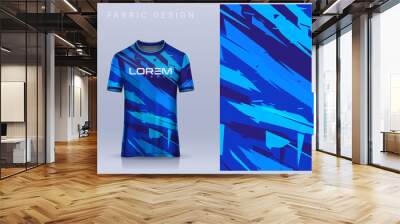 Fabric textile design for Sport t-shirt, Soccer jersey mockup for football club. uniform front view. Wall mural